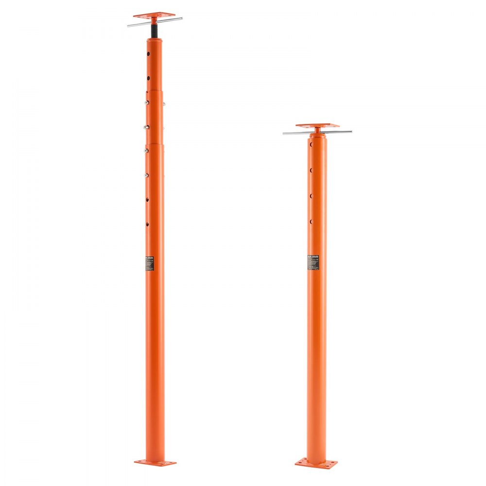Gatos de piso VEVOR, paquete de 2, rango de altura de 54 a 150 pulgadas, capacidad de carga máxima de 11200 lb, poste de gato de sótano con viga de soporte ajustable para nivelación, poste telescópico de acero de elevación para soporte temporal