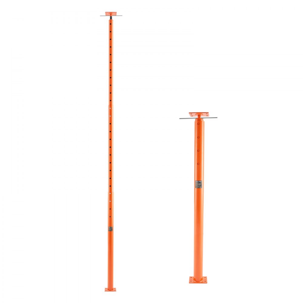 Gatos de piso VEVOR, paquete de 2, rango de altura de 54 a 150 pulgadas, capacidad de carga máxima de 11200 lb, poste de gato de sótano con viga de soporte ajustable para nivelación, poste telescópico de acero de elevación para soporte temporal