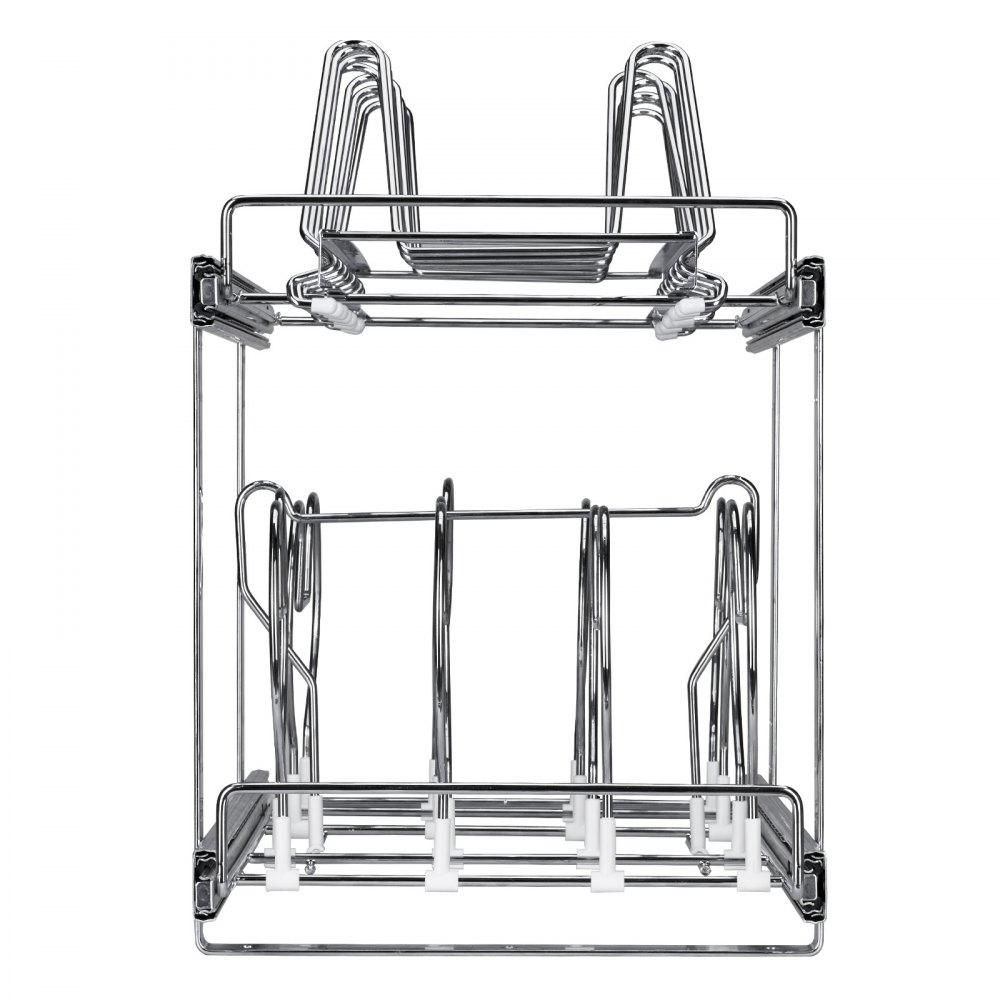 VEVOR - Estante para sartenes y ollas, organizador extensible de 2 niveles debajo del gabinete, bandeja para hornear galletas, divisores de alambre ajustables, soporte de tapa de acero para gabinete de cocina y almacenamiento de despensa, 12 pulgadas de ancho