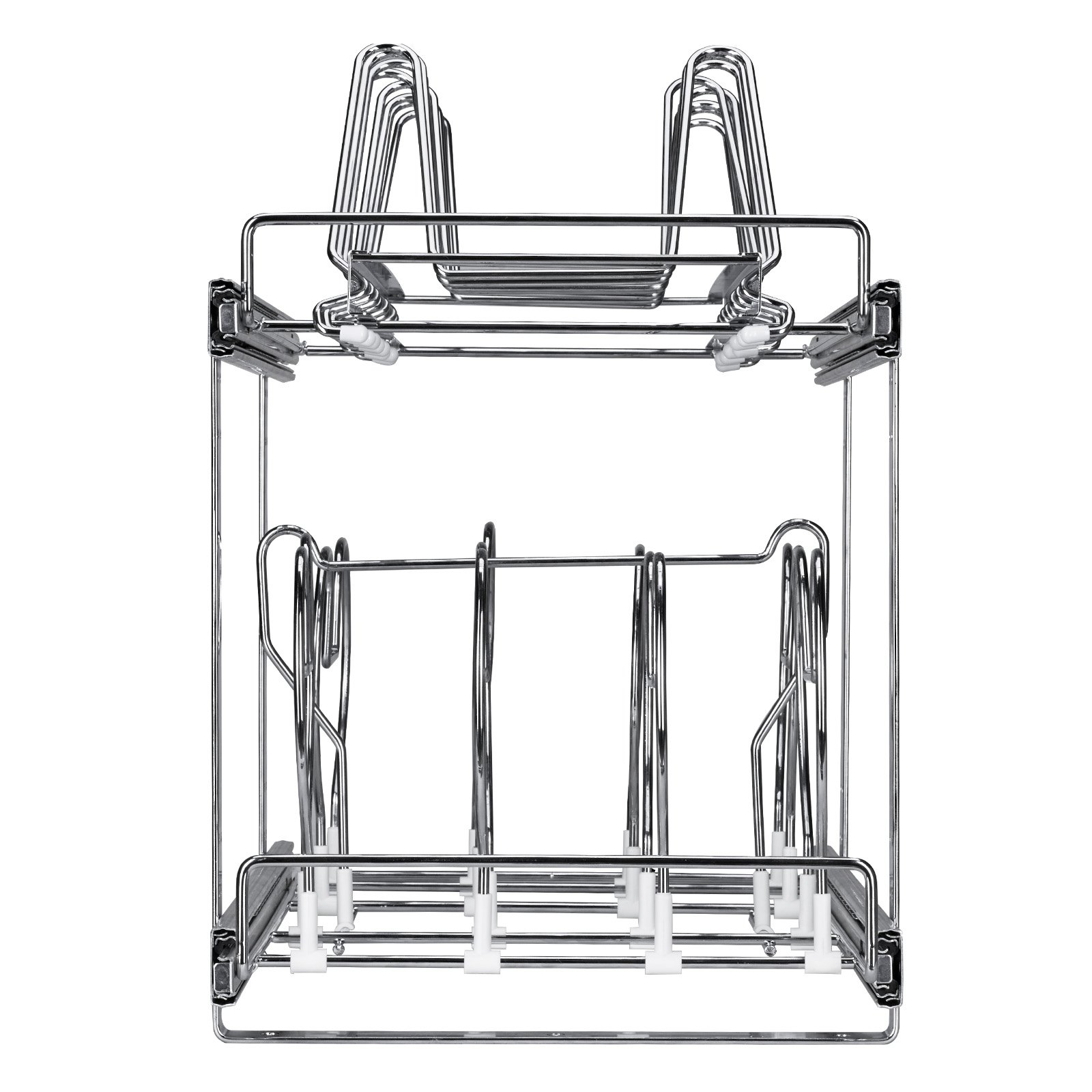 VEVOR - Estante para sartenes y ollas, organizador extensible de 2 niveles debajo del gabinete, bandeja para hornear galletas, divisores de alambre ajustables, soporte de tapa de acero para gabinete de cocina y almacenamiento de despensa, 12 pulgadas de ancho
