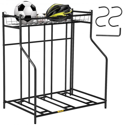 Soporte para bicicleta VEVOR, soporte para bicicleta de piso, anchos ajustables de metal para almacenamiento de soporte de bicicleta con cesta, (soporte para 3 bicicletas)