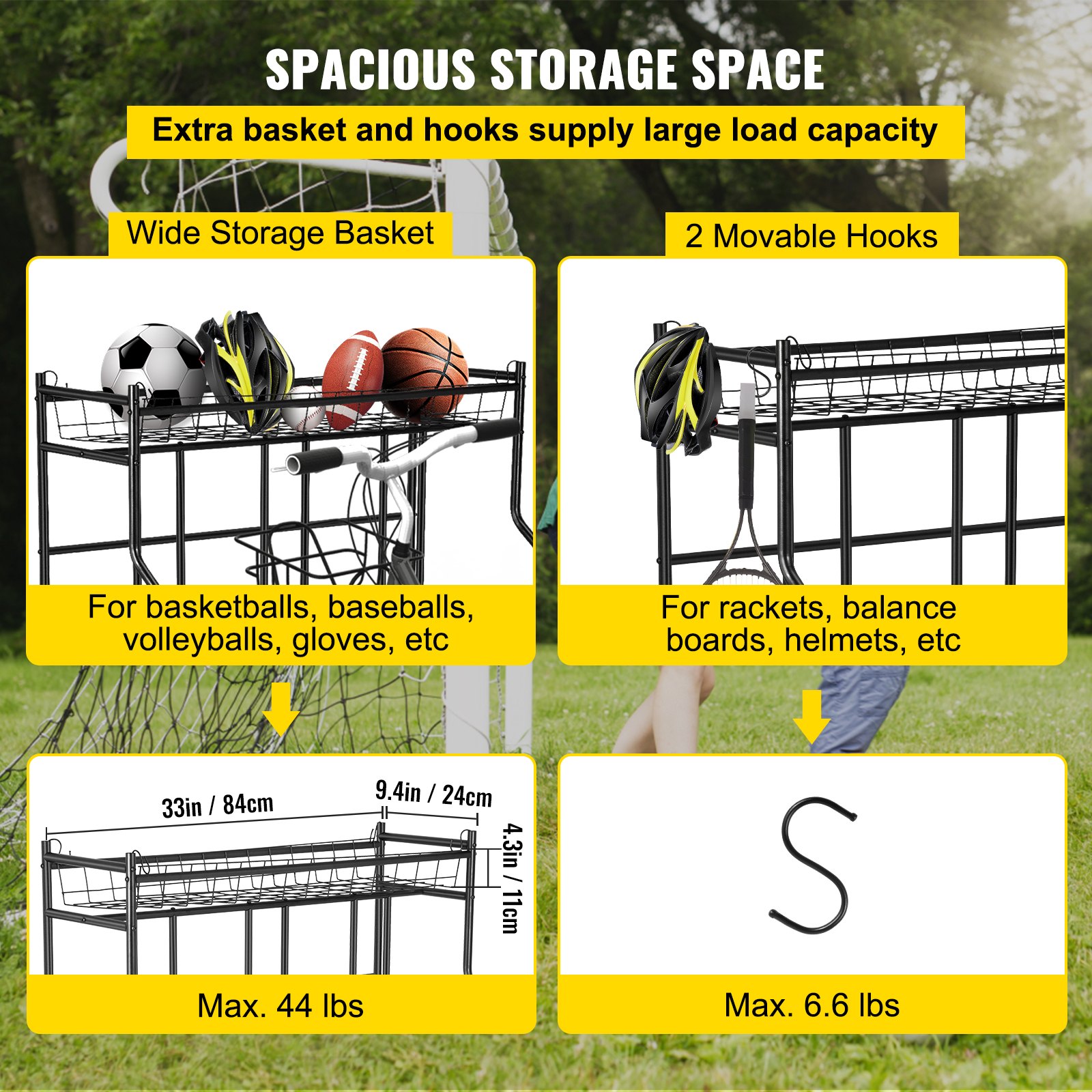 Soporte para bicicleta VEVOR, soporte para bicicleta de piso, anchos ajustables de metal para almacenamiento de soporte de bicicleta con cesta, (soporte para 3 bicicletas)