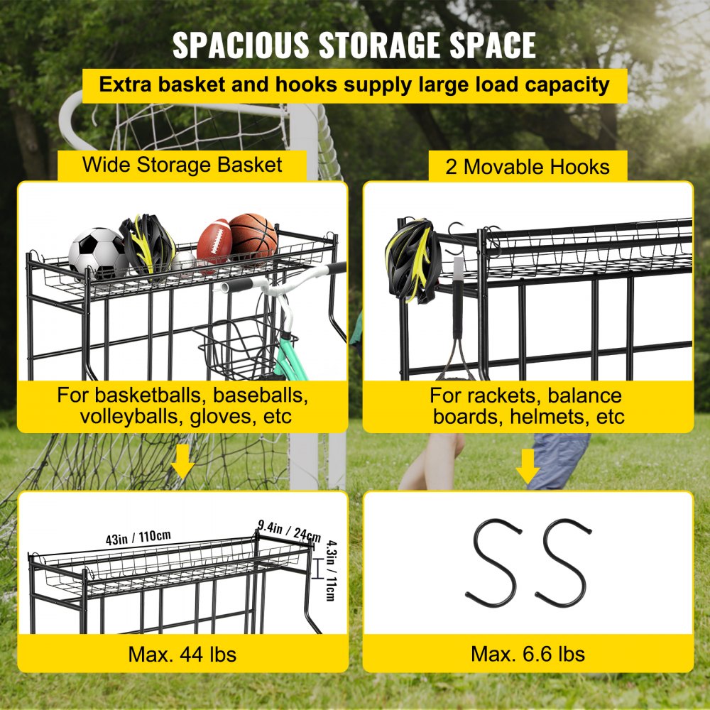 VEVOR - Soporte para bicicletas de suelo, de metal, ajustable en anchura, con cesta (4 bicicletas)