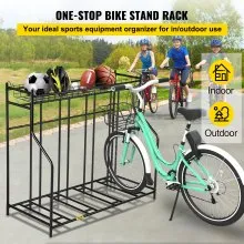 Soporte para bicicleta VEVOR, soporte para bicicleta de piso, anchos ajustables de metal para almacenamiento de soporte de bicicleta con cesta, (soporte para 4 bicicletas)