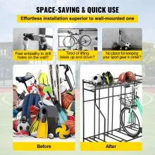 Soporte para bicicleta VEVOR, soporte para bicicleta de piso, anchos ajustables de metal para almacenamiento de soporte de bicicleta con cesta, (soporte para 4 bicicletas)