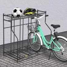 Soporte para bicicleta VEVOR, soporte para bicicleta de piso, anchos ajustables de metal para almacenamiento de soporte de bicicleta con cesta, (soporte para 4 bicicletas)