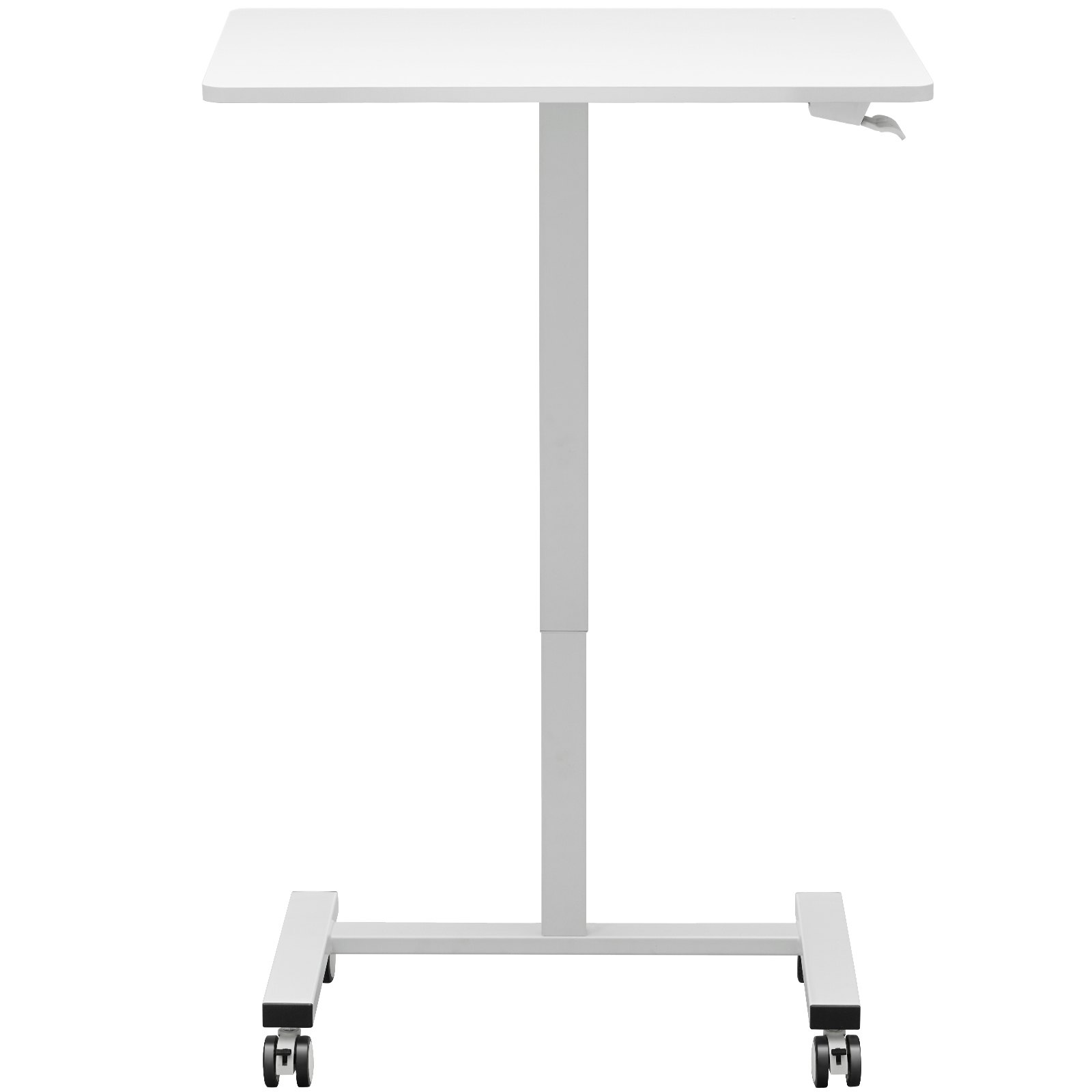Escritorio móvil VEVOR blanco con altura ajustable y ruedas.