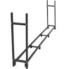 Tuspuzz Estante de Leña con Cubierta 305 x 36,2 x 122 cm Estante para Leña Exterior Capacidad de Carga 816 kg Estante de Leña de Acero Estante para Leña con Pies Estante de Registro de Chimenea Negro