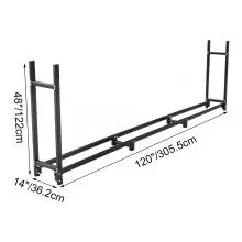 Tuspuzz Estante de Leña con Cubierta 305 x 36,2 x 122 cm Estante para Leña Exterior Capacidad de Carga 816 kg Estante de Leña de Acero Estante para Leña con Pies Estante de Registro de Chimenea Negro