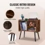 VEVOR - Soporte para tocadiscos (hasta 100 álbumes), mueble vintage para discos de vinilo con estantes extraíbles, mesa para tocadiscos con altura ajustable para salón y dormitorio, color marrón