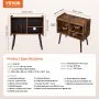 VEVOR - Soporte para tocadiscos (hasta 100 álbumes), mueble vintage para discos de vinilo con estantes extraíbles, mesa para tocadiscos con altura ajustable para salón y dormitorio, color marrón