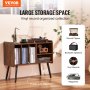 Soporte para tocadiscos de madera de 2 niveles con 3 gabinetes, color marrón