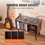 Soporte para tocadiscos de madera de 2 niveles con 3 gabinetes, color marrón