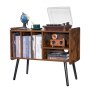 VEVOR - Soporte para tocadiscos (hasta 220 álbumes), mueble vintage para discos de vinilo con estantes extraíbles, mesa para tocadiscos con altura ajustable para salón y dormitorio, color marrón