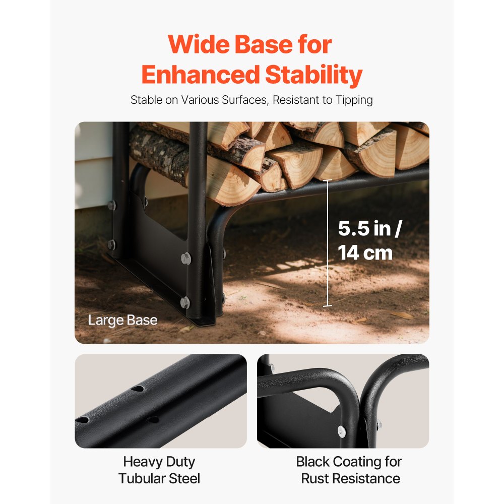 VEVOR Estante para leña para exteriores de 12.7 pies con cubierta, 152 x 14.2 x 46.1 pulgadas, soporte para leña resistente y cubierta impermeable Oxford 600D para chimenea, patio, estante de almacena