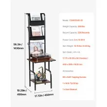 Tocadiscos de 5 niveles con luz LED y puertos USB Estante de vinilo de metal negro