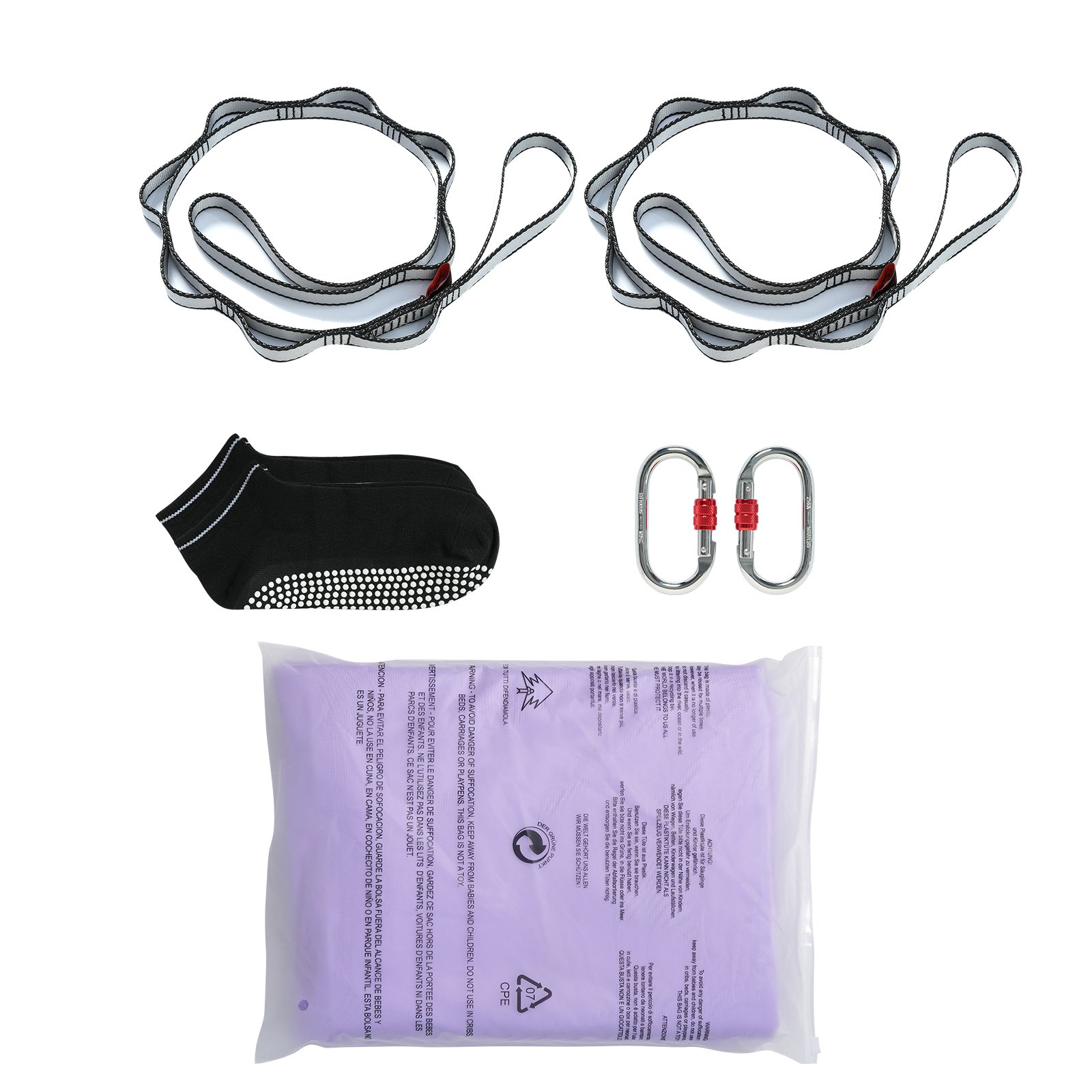 Hamaca y columpio de yoga aéreo VEVOR, 4,4 yardas, kit de iniciación al yoga con tela de nailon de 100 g/m², accesorios de montaje completos y guía de fácil instalación, vuelo antigravedad para todos los niveles de fitness y culturismo, morado