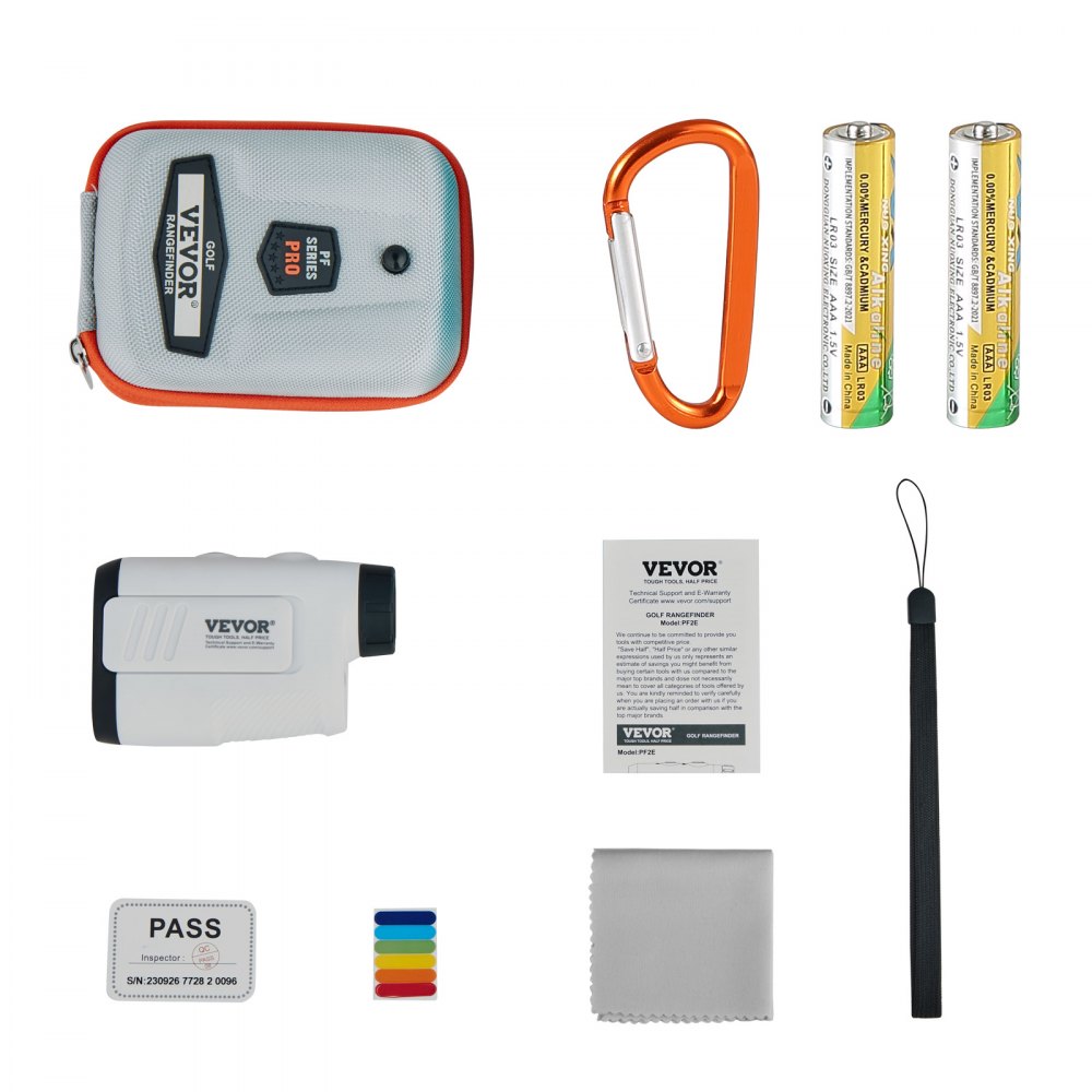 VEVOR Telémetro de golf, telémetro láser de caza de golf de 650 yardas, medición de distancia de aumento 6X, accesorio de golf con bloqueo de bandera de alta precisión, interruptor de pendiente, escaneo continuo y baterías