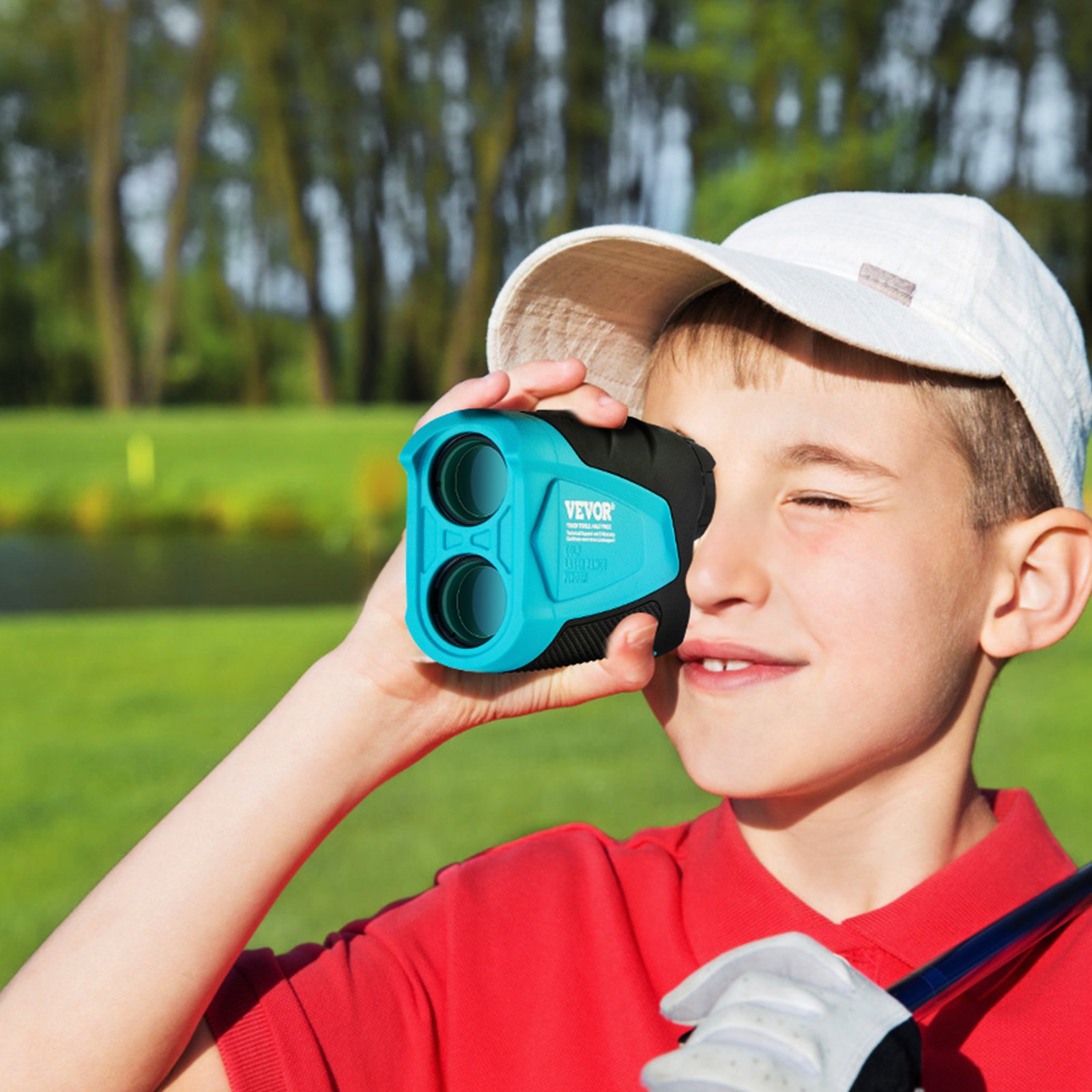 Telémetro de golf VEVOR, telémetro láser de 1300 yardas para golf y caza, medición de distancia con aumento de 6X, accesorio de golf con soporte magnético externo, bloqueo de bandera de alta precisión, inclinación y pilas.