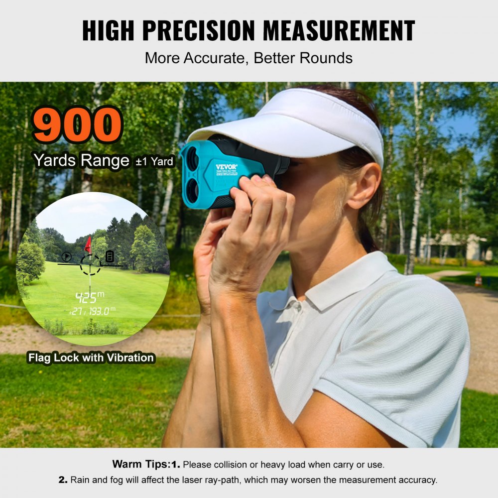 Telémetro de golf VEVOR, telémetro láser para golf y caza de 900 yardas, medición de distancia con aumento de 6X, accesorio de golf con soporte magnético externo, bloqueo de bandera de alta precisión, pendiente y baterías