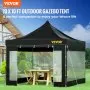 Carpa plegable VEVOR de 3 x 3 m para exteriores, con paredes laterales extraíbles y bolsa con ruedas, resistente a los rayos UV, impermeable, ideal para fiestas, jardín y patio, color negro