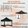 Carpa plegable VEVOR de 3 x 3 m para exteriores, con paredes laterales extraíbles y bolsa con ruedas, resistente a los rayos UV, impermeable, ideal para fiestas, jardín y patio, color negro