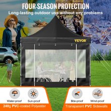 VEVOR Carpa desplegable con dosel, 10 x 10 pies, carpa para patio al aire libre con paredes laterales extraíbles y bolsa con ruedas, refugio instantáneo impermeable resistente a los rayos UV para fiesta, jardín, patio trasero, negro