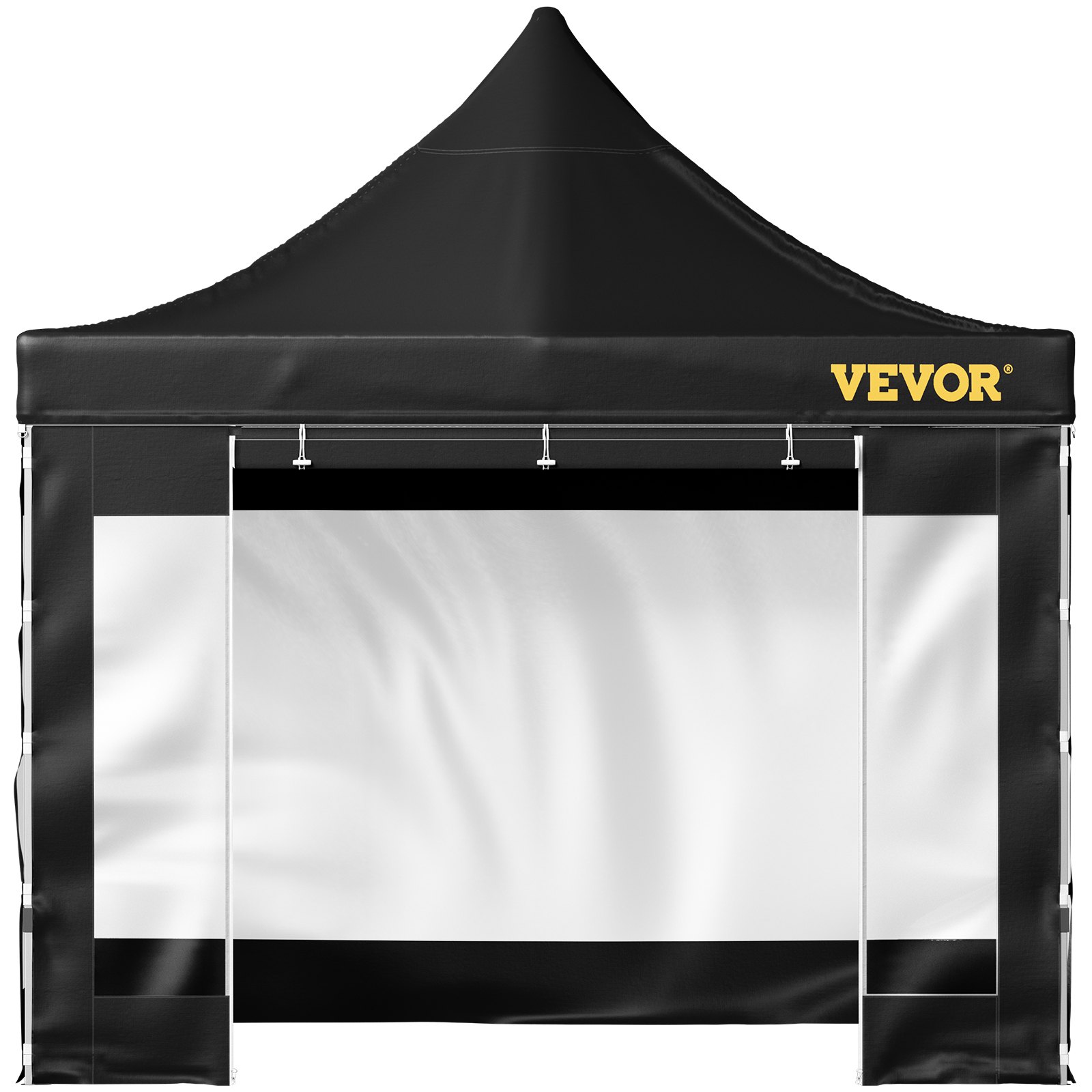 Tienda de campaña emergente VEVOR en color negro con paredes laterales transparentes y techo inclinado.