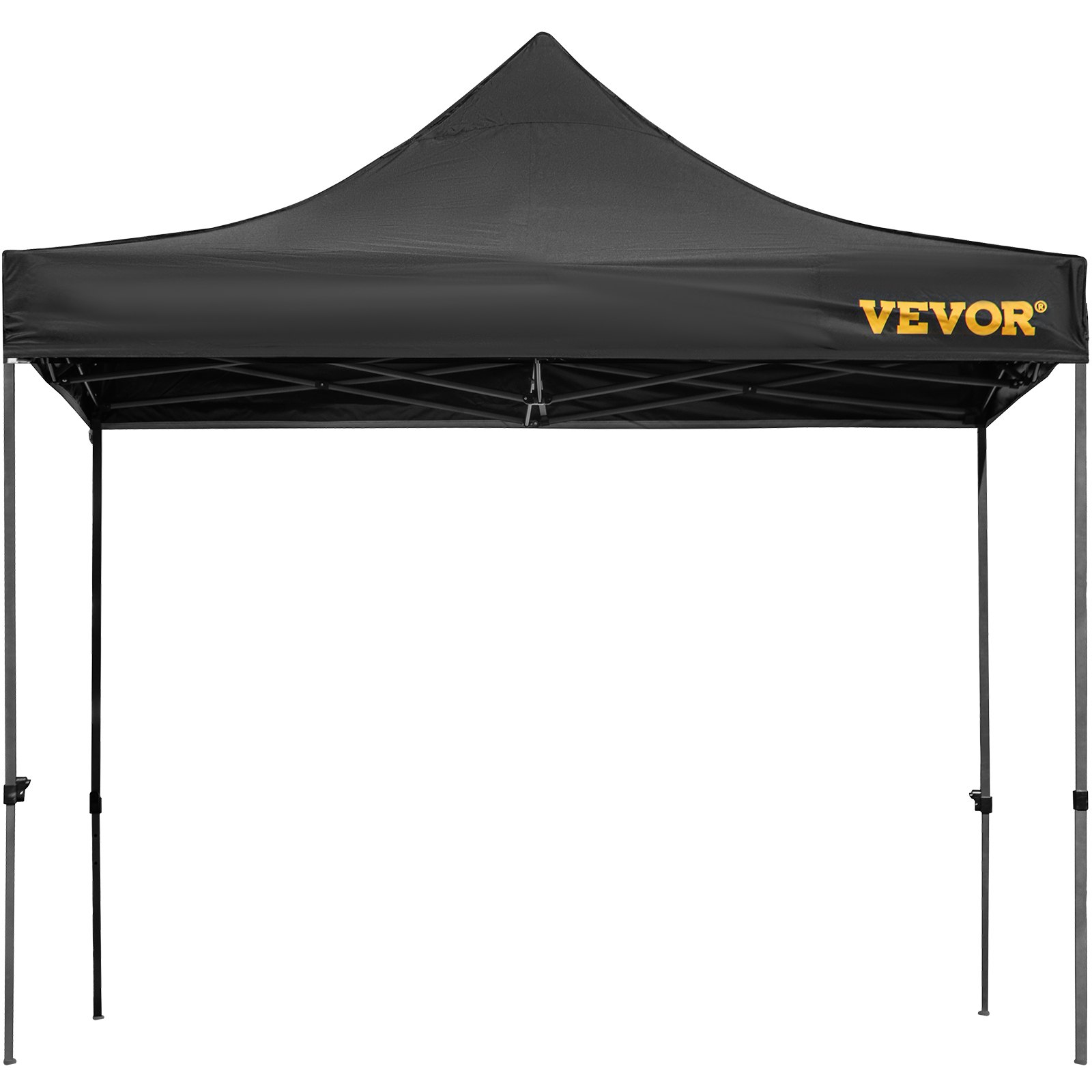 Tienda de campaña emergente VEVOR negra con techo puntiagudo y estructura de metal resistente.