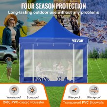 VEVOR Carpa desplegable con dosel, 10 x 10 pies, carpa para patio al aire libre con paredes laterales extraíbles y bolsa con ruedas, refugio instantáneo impermeable resistente a los rayos UV para fies