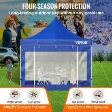 VEVOR Carpa desplegable con dosel, 10 x 10 pies, carpa para patio al aire libre con paredes laterales extraíbles y bolsa con ruedas, refugio instantáneo impermeable resistente a los rayos UV para fies