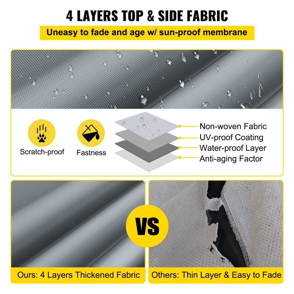 VEVOR Pop Up Camper Cover, apto para remolques de 12'-14', Ripstop 4 capas de tela no tejida plegable para remolque, resistente a los rayos UV, resistente al agua, cubierta de almacenamiento para caravana con 3 cuerdas a prueba de viento y 1 bolsa de almacenamiento, gris