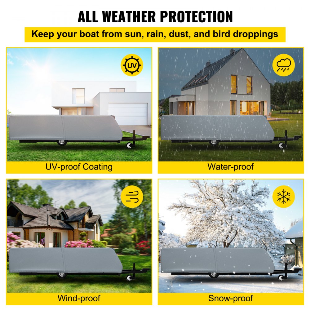VEVOR Pop Up Camper Cover, apto para remolques de 12'-14', Ripstop 4 capas de tela no tejida plegable para remolque, resistente a los rayos UV, resistente al agua, cubierta de almacenamiento para caravana con 3 cuerdas a prueba de viento y 1 bolsa de almacenamiento, gris