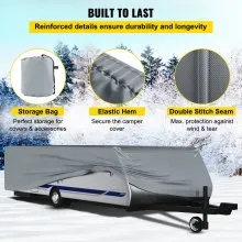 VEVOR Pop Up Camper Cover, apto para remolques de 12'-14', Ripstop 4 capas de tela no tejida plegable para remolque, resistente a los rayos UV, resistente al agua, cubierta de almacenamiento para caravana con 3 cuerdas a prueba de viento y 1 bolsa de almacenamiento, gris