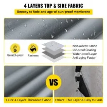 VEVOR Pop Up Camper Cover, apto para remolques de 16'-18', Ripstop 4 capas de tela no tejida plegable para remolque, resistente a los rayos UV, resistente al agua, cubierta de almacenamiento para caravana con 3 cuerdas a prueba de viento y 1 bolsa de almacenamiento, gris