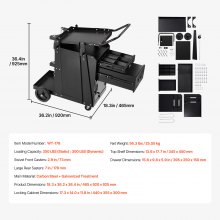 Carro de soldadura con 2 cajones, carro de soldadura resistente y gabinete con cerradura, capacidad de carga de 350 libras