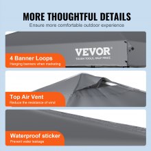 VEVOR Tienda de campaña con dosel emergente, 10 x 10 pies, lona recubierta de plata de PU 250 D, con bolsa con ruedas portátil y 4 bolsas de arena, cenador impermeable y refugio solar para fiestas al