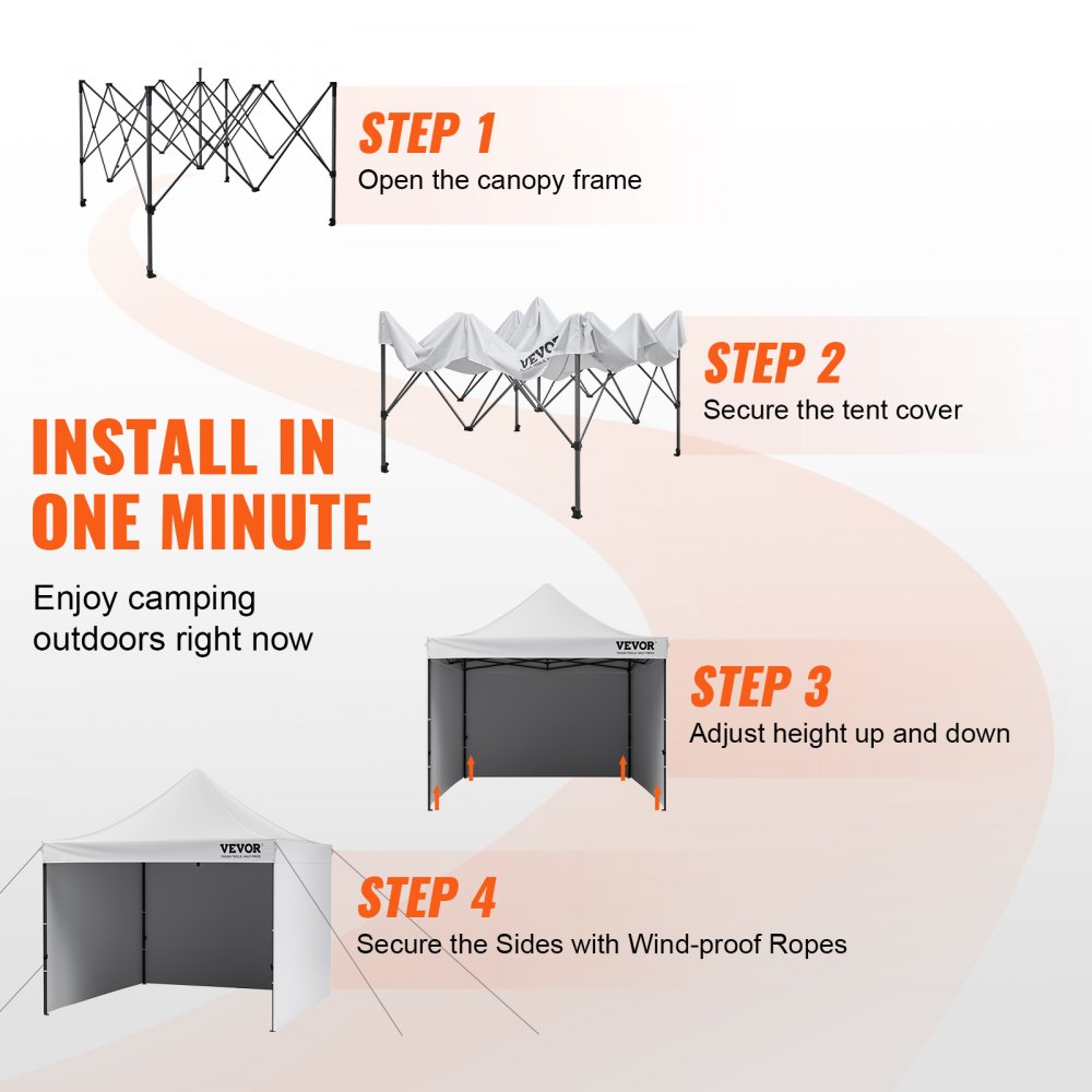 VEVOR Carpa plegable de 3 x 3 m con paredes laterales extraíbles, toldo portátil instantáneo y bolsa con ruedas, resistente a los rayos UV, impermeable, carpa cerrada para eventos al aire libre, patio, jardín, fiesta y camping.