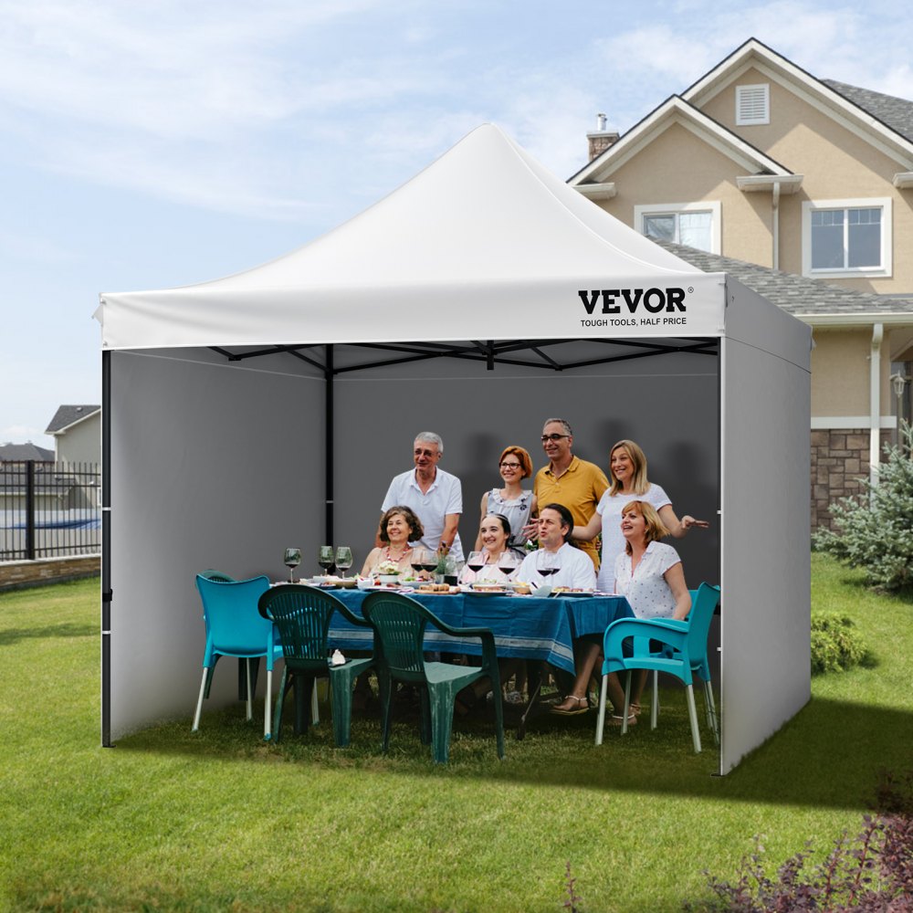 VEVOR Carpa plegable de 3 x 3 m con paredes laterales extraíbles, toldo portátil instantáneo y bolsa con ruedas, resistente a los rayos UV, impermeable, carpa cerrada para eventos al aire libre, patio, jardín, fiesta y camping.