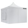 Carpa emergente VEVOR blanca con paredes laterales y logotipo, ideal para eventos al aire libre y protección.