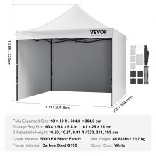 Toldo desplegable VEVOR de 10 x 10 pies con paredes laterales extraíbles, toldos instantáneos, cenador portátil y bolsa con ruedas, resistente a los rayos UV, resistente al agua, tienda de campaña cerrada para eventos al aire libre, patio, fiesta, camping