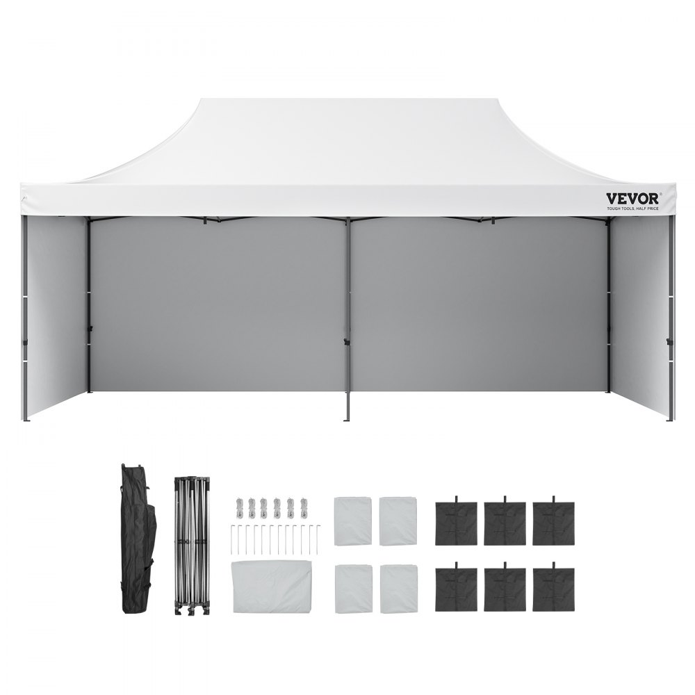 VEVOR Toldo desplegable de 10 x 20 pies con paredes laterales extraíbles, toldos instantáneos, cenador portátil y bolsa con ruedas, resistente a los rayos UV, impermeable, tienda de campaña cerrada pa