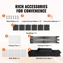 VEVOR Toldo desplegable de 10 x 20 pies con paredes laterales extraíbles, toldos instantáneos, cenador portátil y bolsa con ruedas, resistente a los rayos UV, impermeable, tienda de campaña cerrada pa