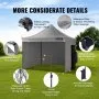 VEVOR Carpa plegable de 3 x 3 m con paredes laterales extraíbles, carpa portátil instantánea con ruedas, resistente a los rayos UV, impermeable, carpa cerrada para eventos al aire libre, patio, jardín, fiesta y camping.