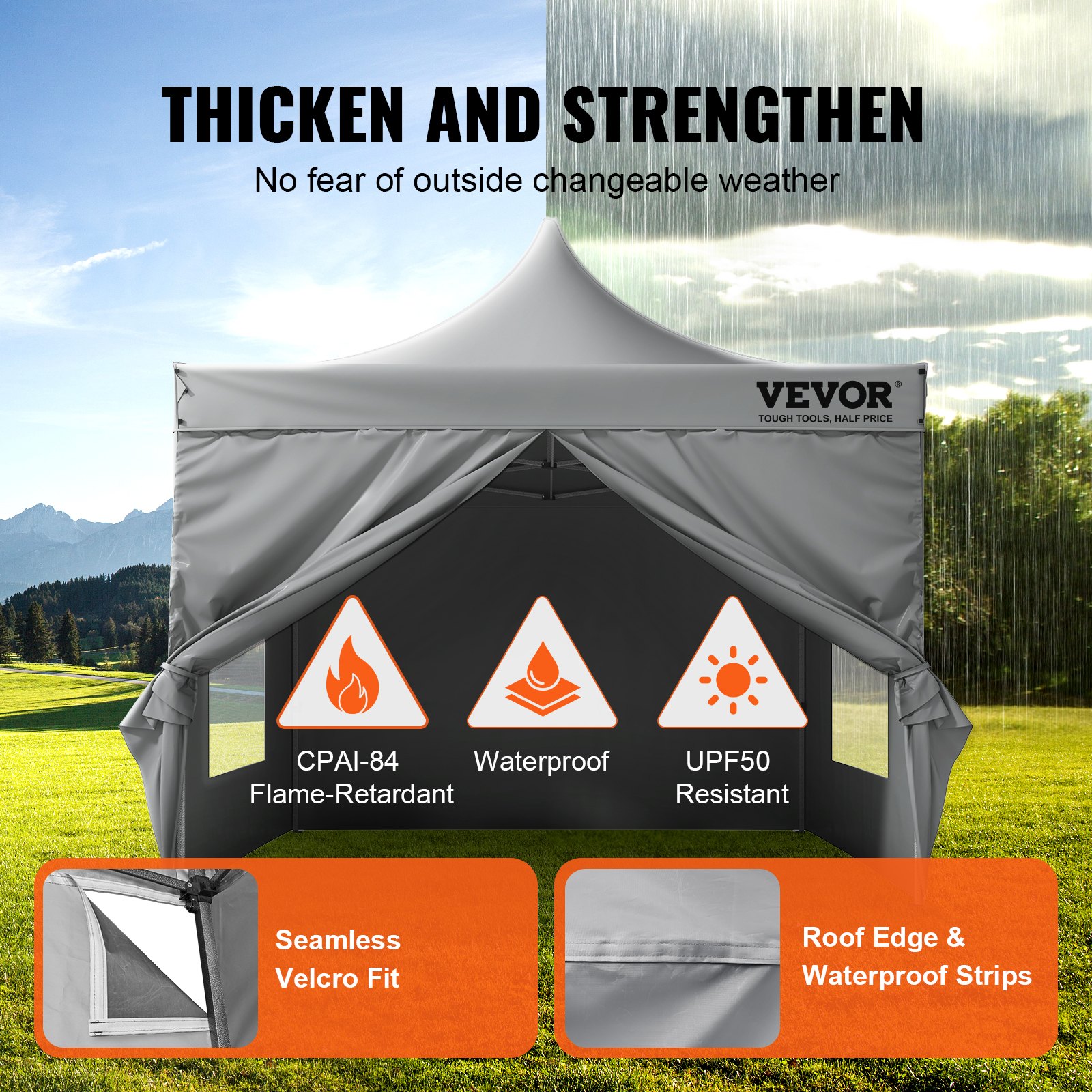 Toldo desplegable VEVOR de 10 x 10 pies con paredes laterales extraíbles, toldos instantáneos, cenador portátil y bolsa con ruedas, resistente a los rayos UV, resistente al agua, tienda de campaña cerrada para eventos al aire libre, patio, fiesta, camping