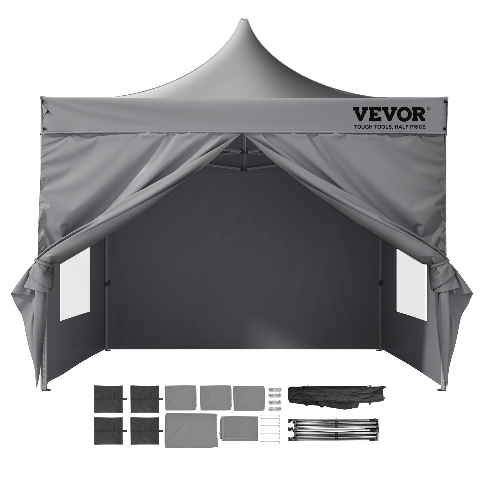 Toldo desplegable VEVOR de 10 x 10 pies con paredes laterales extraíbles, toldos instantáneos, cenador portátil y bolsa con ruedas, resistente a los rayos UV, resistente al agua, tienda de campaña cerrada para eventos al aire libre, patio, fiesta, camping