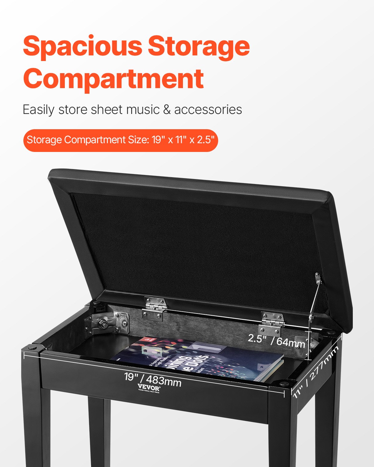 Banco para teclado de piano con asiento acolchado y almacenamiento, taburete de madera para tocador y estantería