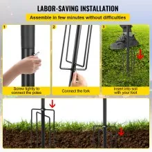 VEVOR Cadena de postes de luz, paquete de 2 9.7 pies, poste de lámpara de acero inoxidable con recubrimiento de polvo para exteriores con ganchos para colgar linternas y banderas, decorar jardín, patio, terraza, para fiestas y bodas, negro