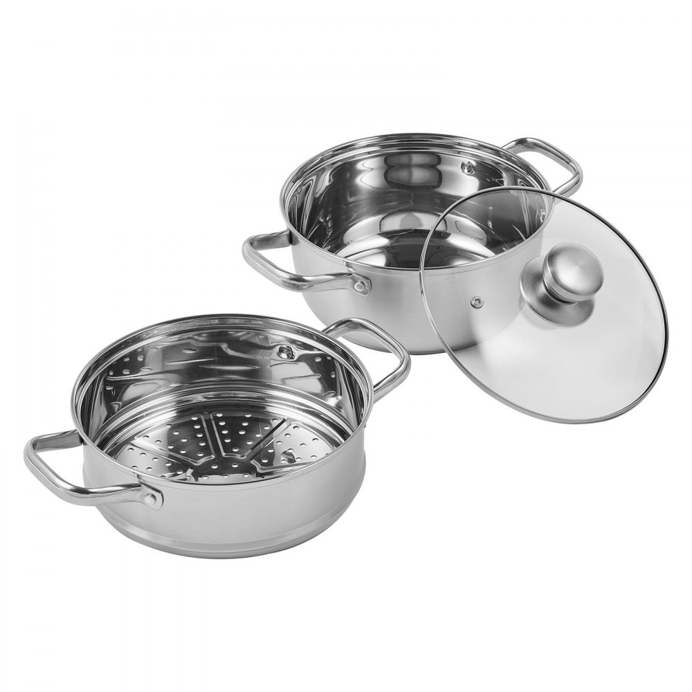 VEVOR Olla de vapor, olla de vapor de 8,66 pulgadas/22 cm para cocinar con olla de 3 cuartos y vaporizador de verduras, utensilios de cocina de acero inoxidable de gran capacidad con tapa para estufa