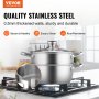 VEVOR Olla de vapor, olla de vapor de 8,66 pulgadas/22 cm para cocinar con olla de 3 cuartos y vaporizador de verduras, utensilios de cocina de acero inoxidable de gran capacidad con tapa para estufa